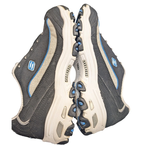 Skechers Sport Shoes Women Size 8 Black Blue Silver D'Lites Chunky Sneakers - Picture 7 of 14